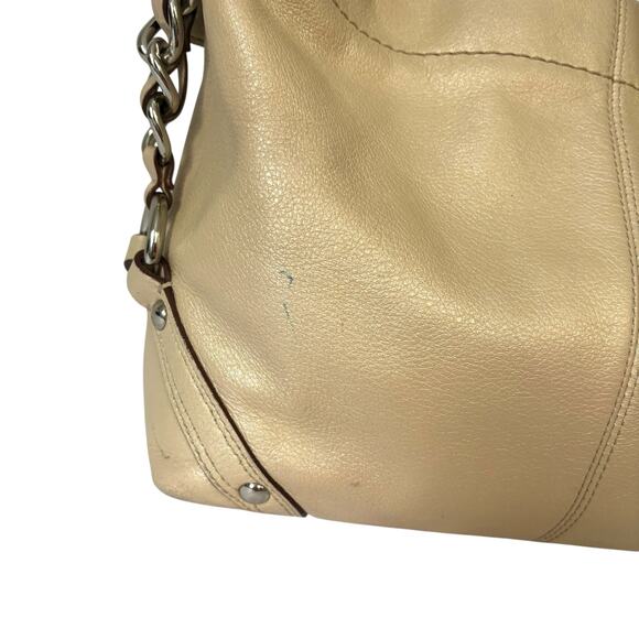 Coach Carly Hobo Bag Cream Silver Leather Shoulder Bag Metallic F15251 - Picture 9 of 14